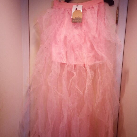 Main Strip M pink tulle ruffle confetti skirt maxi NWT - Picture 1 of 8